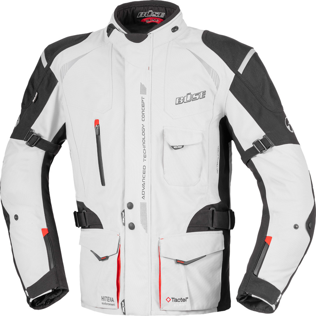 Büse Grado Motorcycle Textile Jacket light grey/black/red Short 28 Figure 1