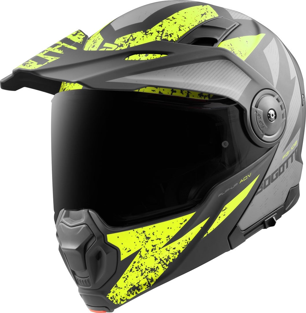 Bogotto FG-102 Safari Κράνος Fiberglass Enduro Flip-Up μαύρο ματ/γκρι/κίτρινο ΧΛ Γράφημα 3