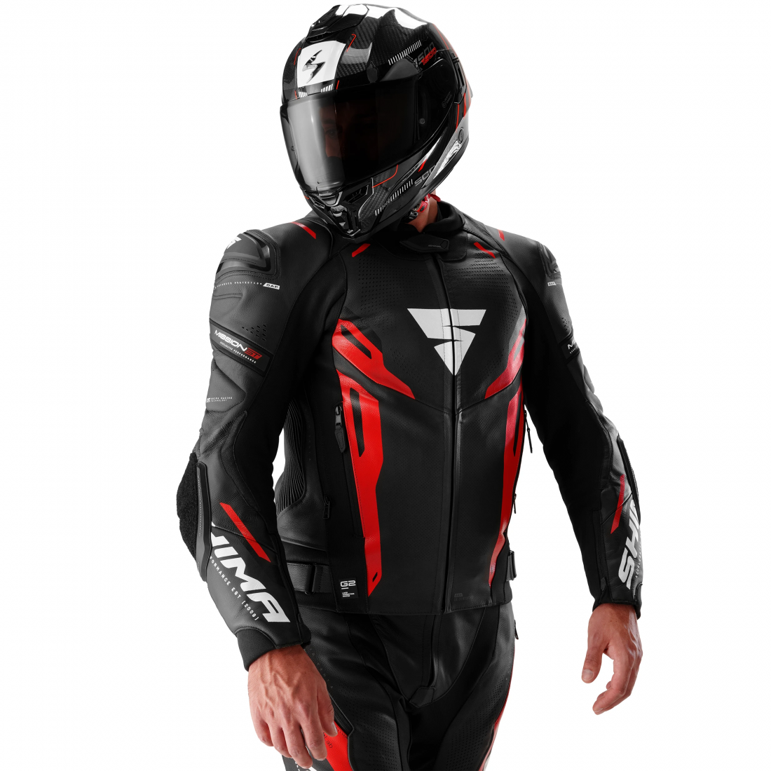 SHIMA Mission ST Motorleren jas Zwart/Rood 52 Figuur 6