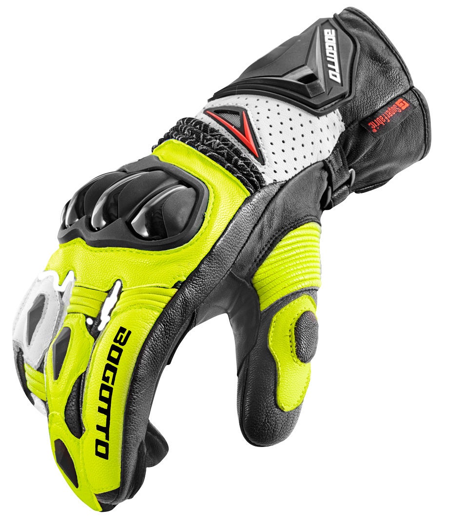 Bogotto Sugello perforerede motorcykelhandsker sort/hvid/neongul XL Figur 2