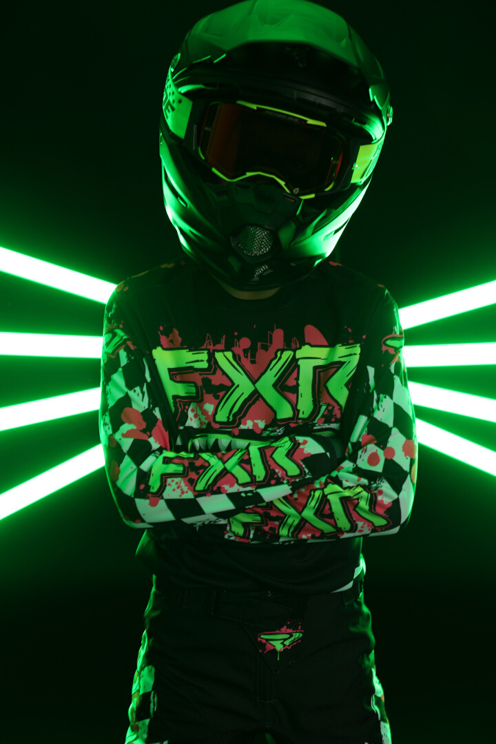 FXR Clutch 2025 Pantaloni de motocross pentru tineret Negru/Verde/Alb 24 Figura 4