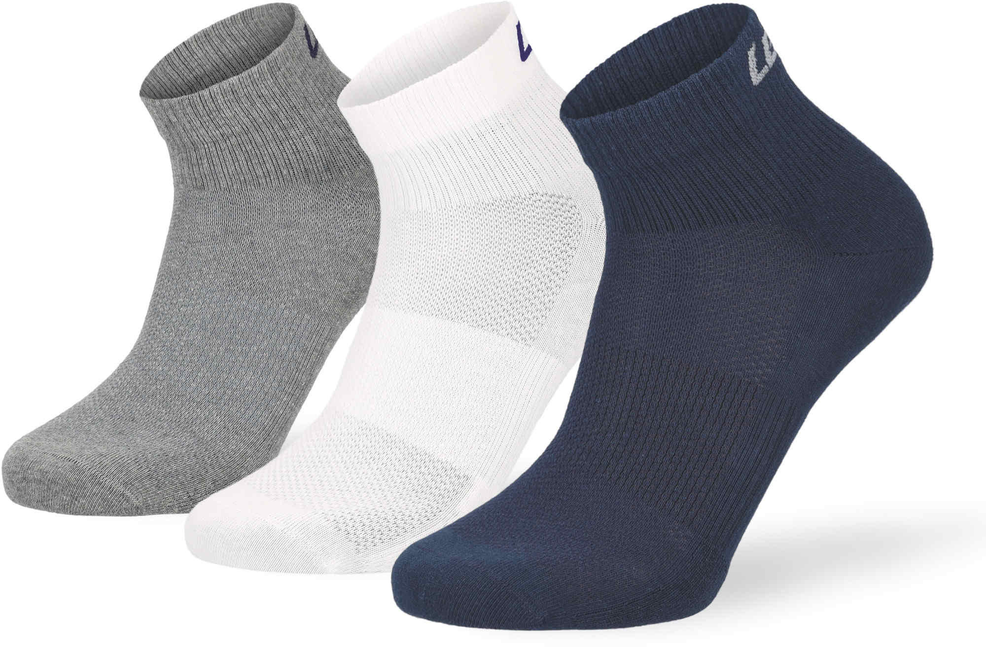 Lenz Performance Quarter Tech Sokker grå/hvid/blå 39-42 Figur 1