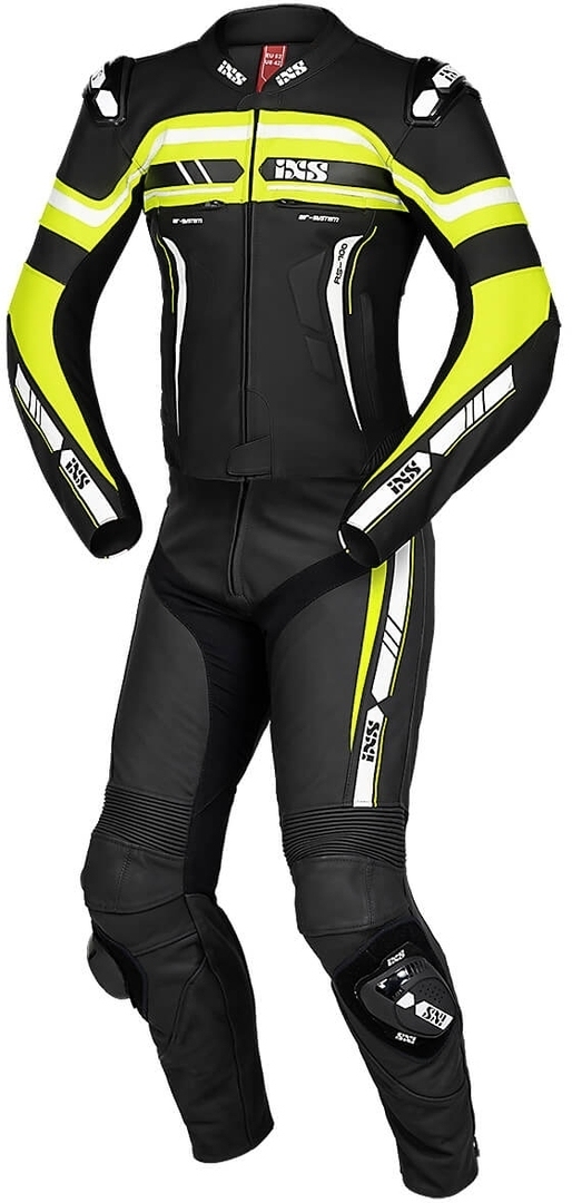 IXS Sport RS-700 2.0 Costum de piele de motocicletă în două piese Negru/Galben/Alb Long 98 Figura 1