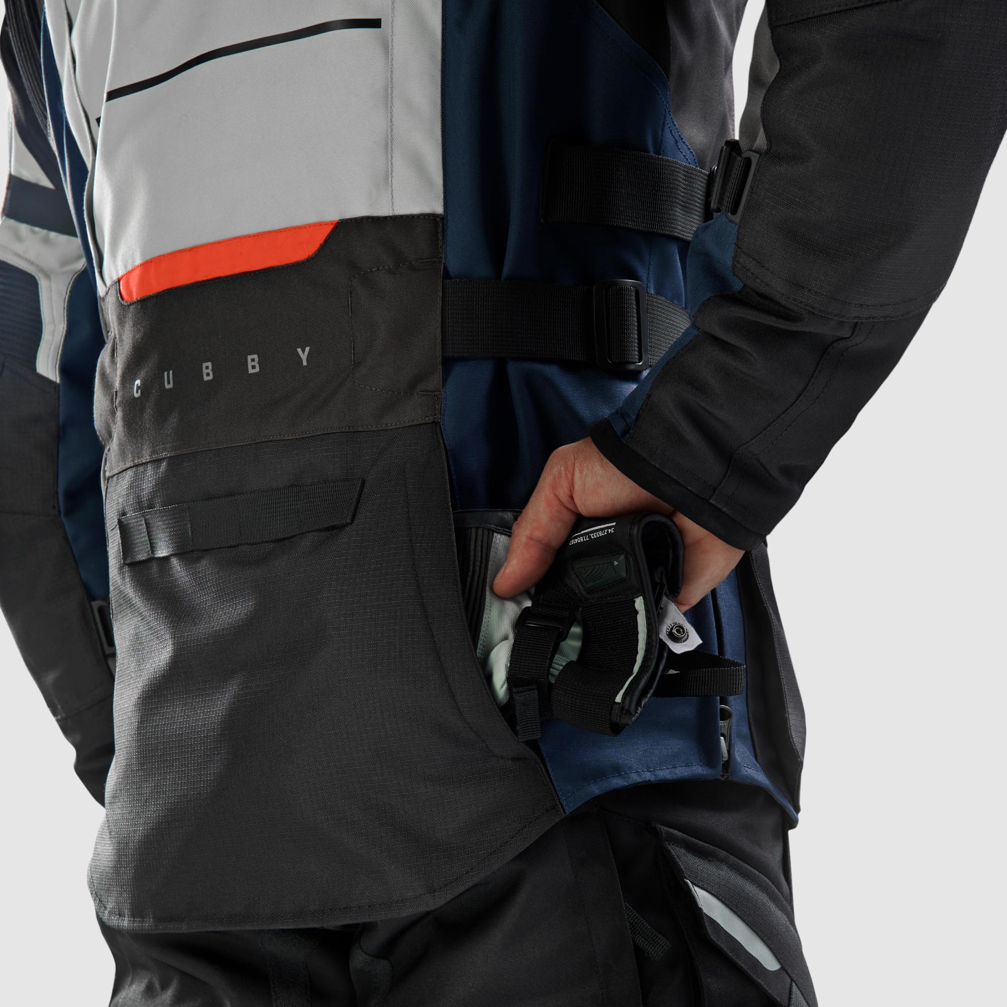 Side view of Rebelhorn Cubby 5 waterproof Motorcycle Textile Jacket