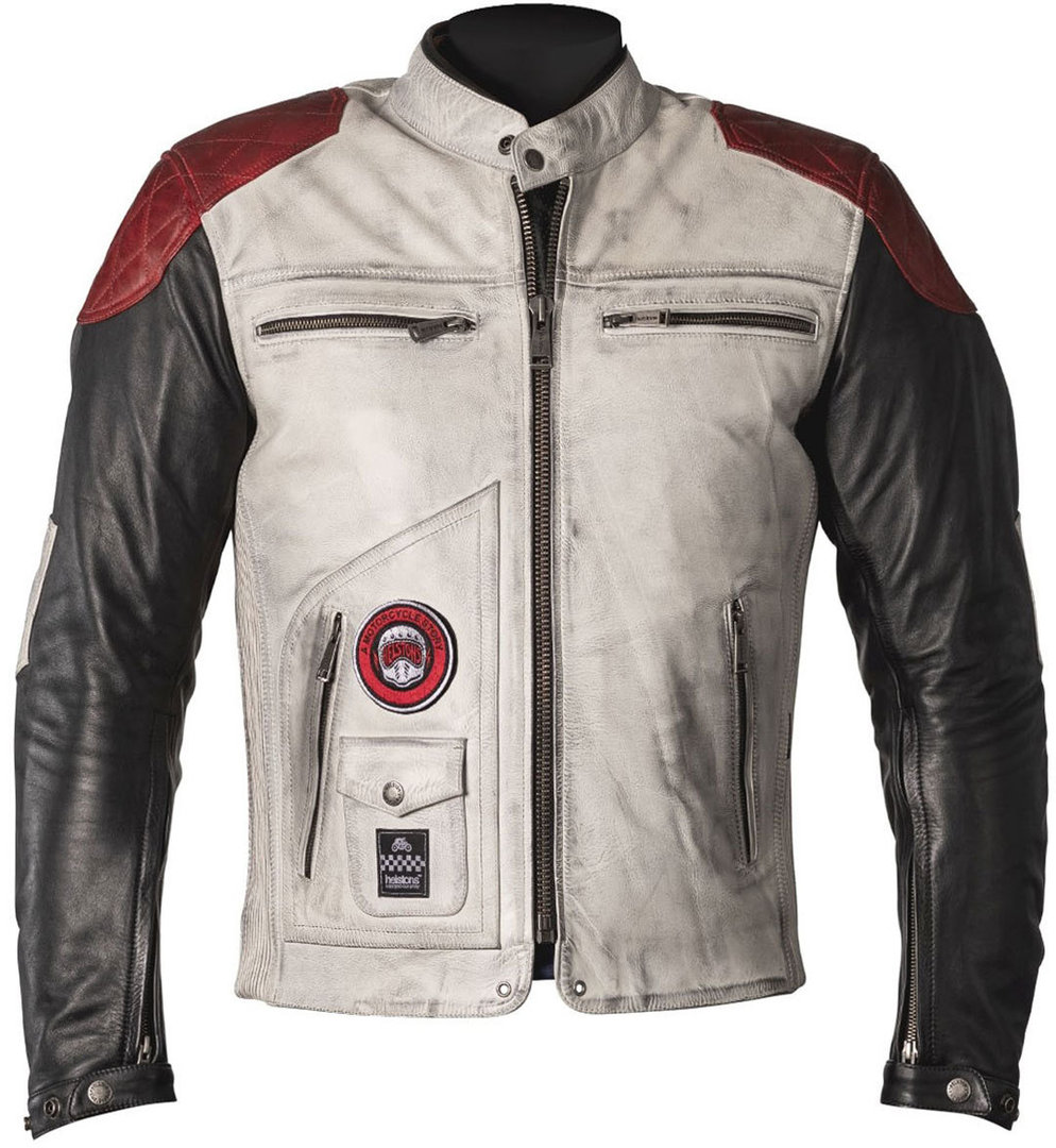 Helstons Tracker Motorcycle Leather Jacket white/red/black 4XL Figure 1