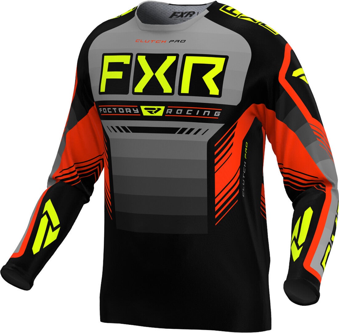 FXR Clutch Pro Hi Vis 2024 Motocross trøje sort/grå/gul XL Figur 1