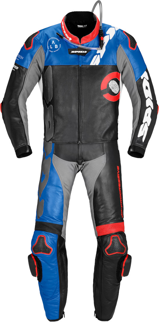 Spidi DP-Progressive Touring Two Piece Motorcycle Leather Suit black/red/blue 56 Figure 1