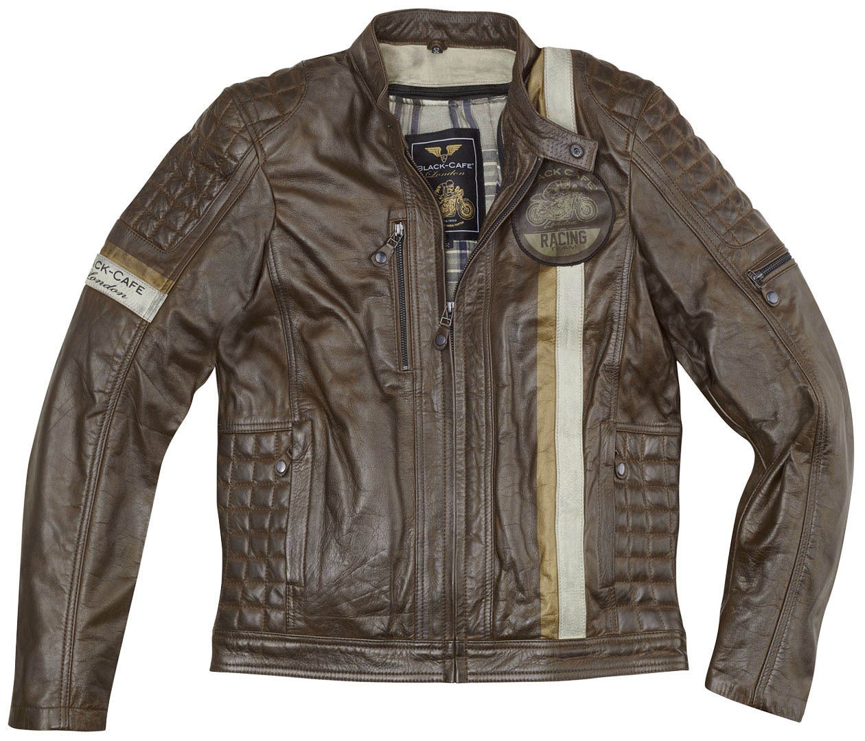 Black-Cafe London Barcelona Jaqueta de couro da motocicleta marrom 60 Figura 1