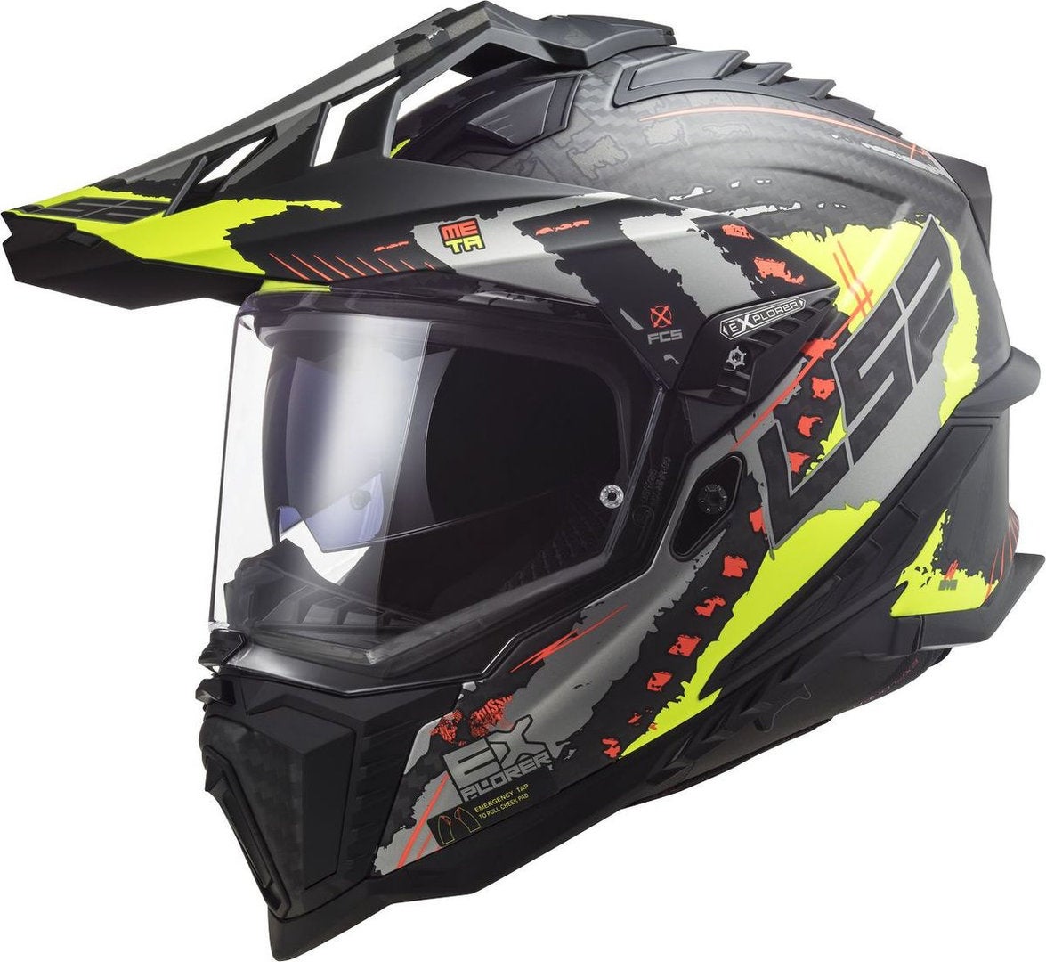 LS2 MX701 Explorer C Extend Carbon Casco Motocross nero opaco/giallo L (59/60) Figura 1