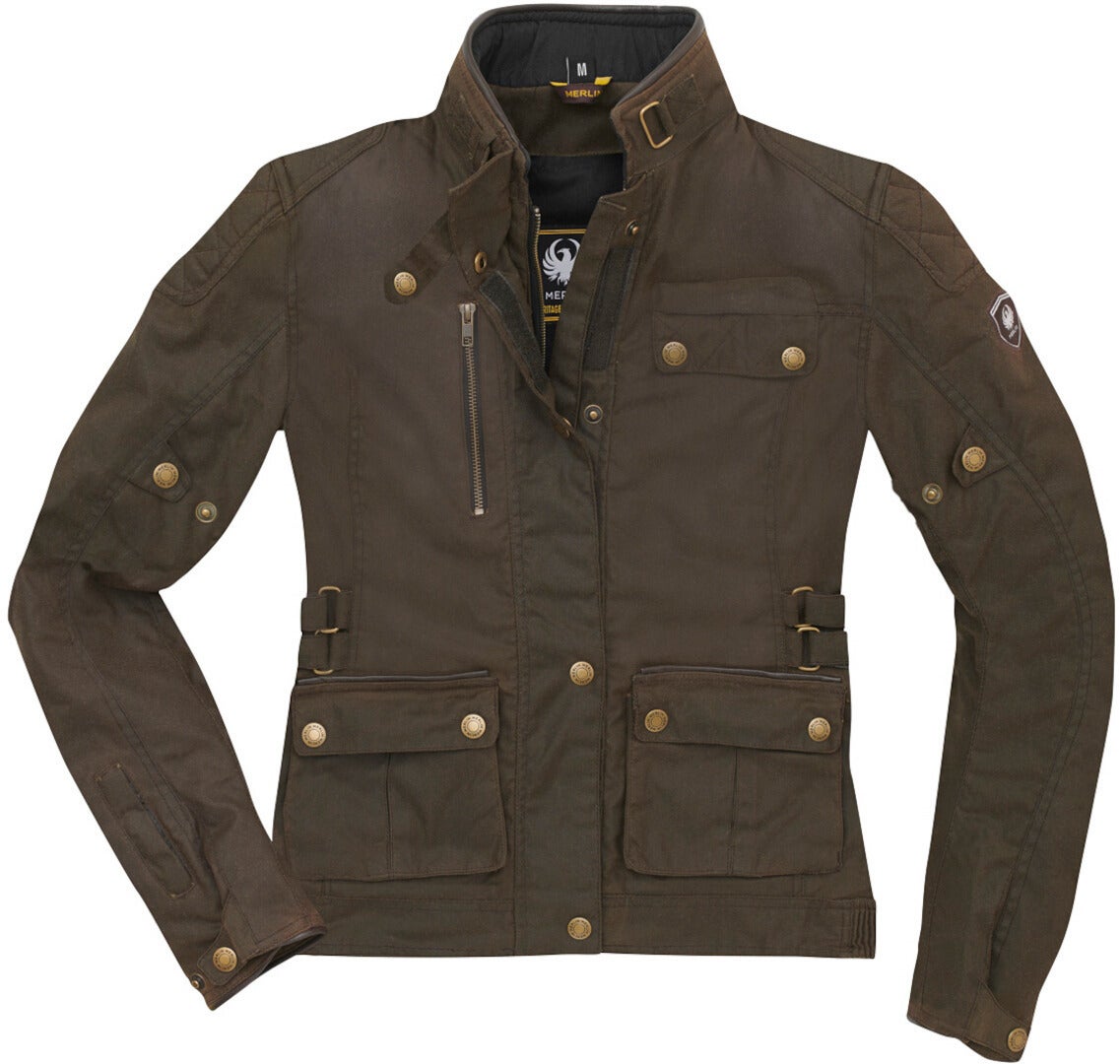 Merlin Harriet Dames Motorfiets Wax Jacket Olive S Figuur 6