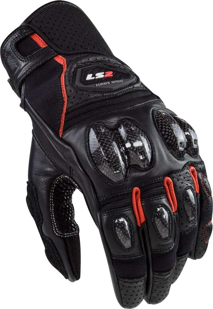 LS2 Spark II Leather perforerede motorcykelhandsker sort/rød 2XL Figur 1