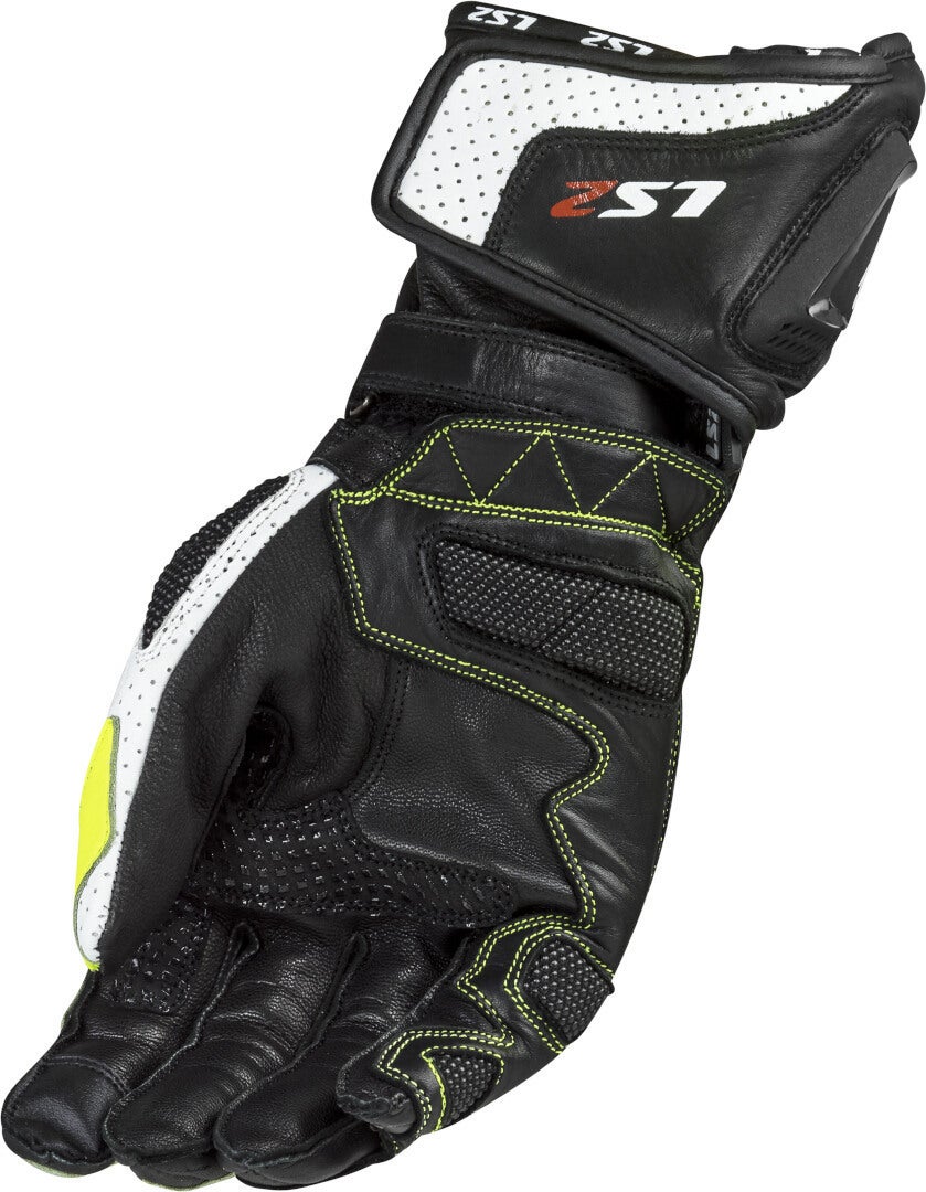 LS2 Swift Motorcycle Glove black/white/neon-yellow 2XL Figure 2