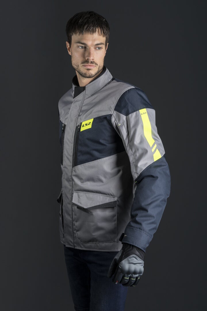 LS2 Metropolis Evo waterproof Motorcycle Textile Jacket grey/dark blue/neon yellow 5XL Figure 5