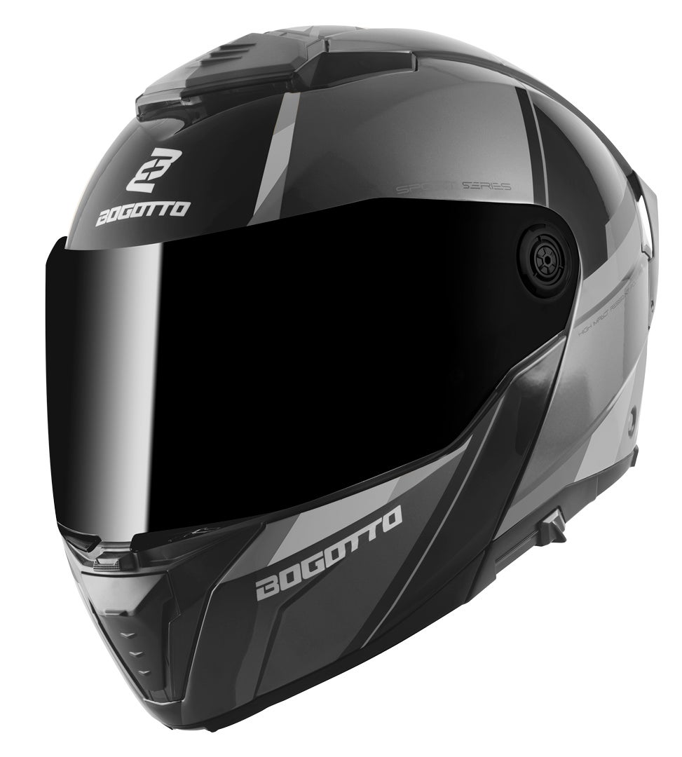 Bogotto FF404 Ezion Casco abatible negro mate/gris S Figura 2