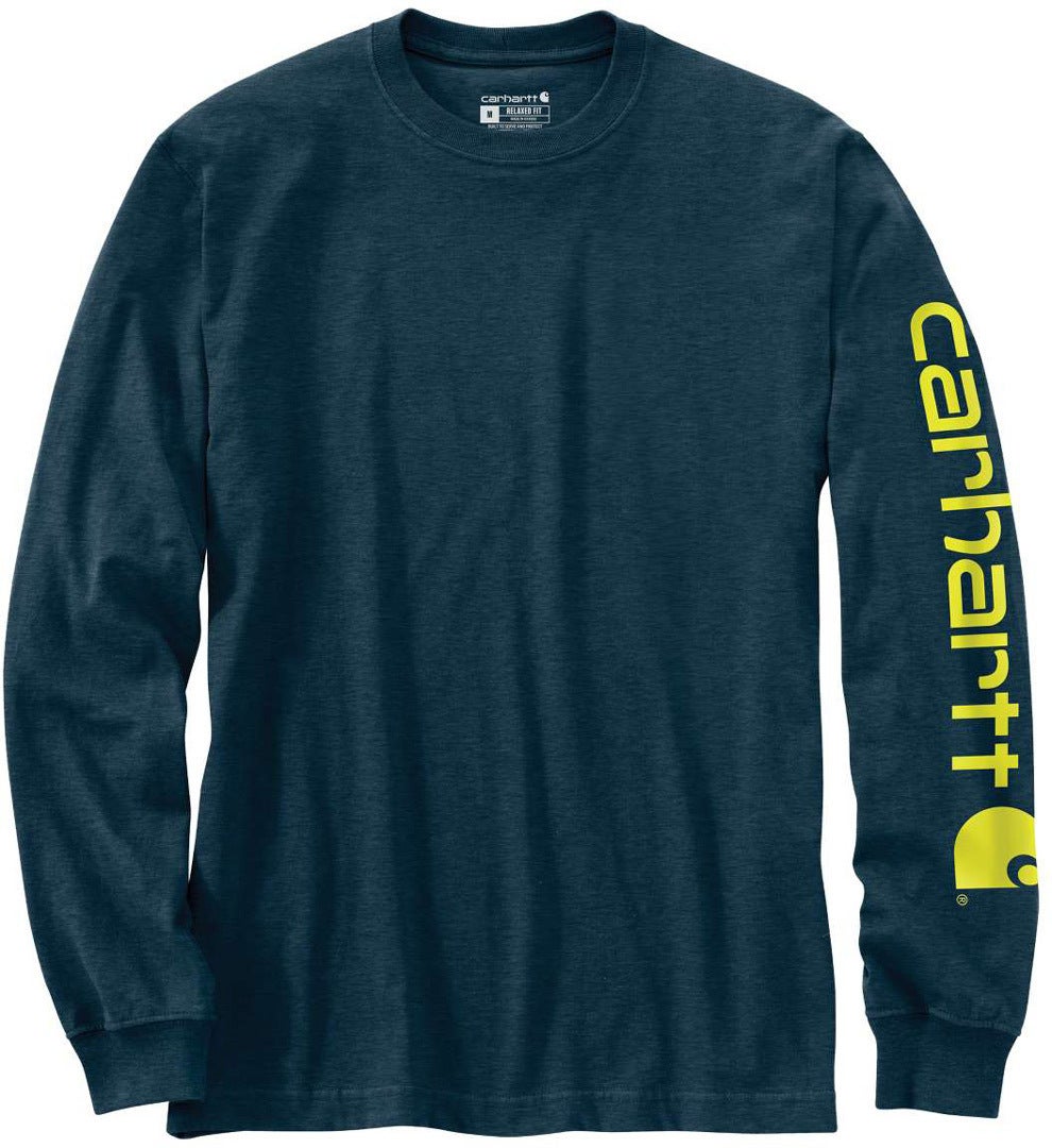 Carhartt Logo Longsleeve mørkeblå/gul M Figur 1