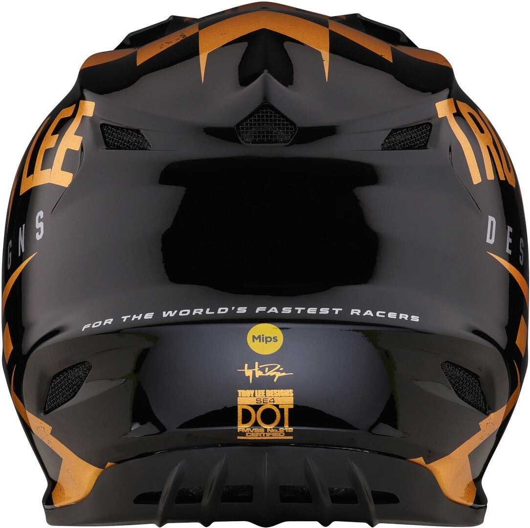 Troy Lee Designs SE4 Polyacrylite Race Shop MIPS Casco da motocross nero/oro M (57/58) Figura 3