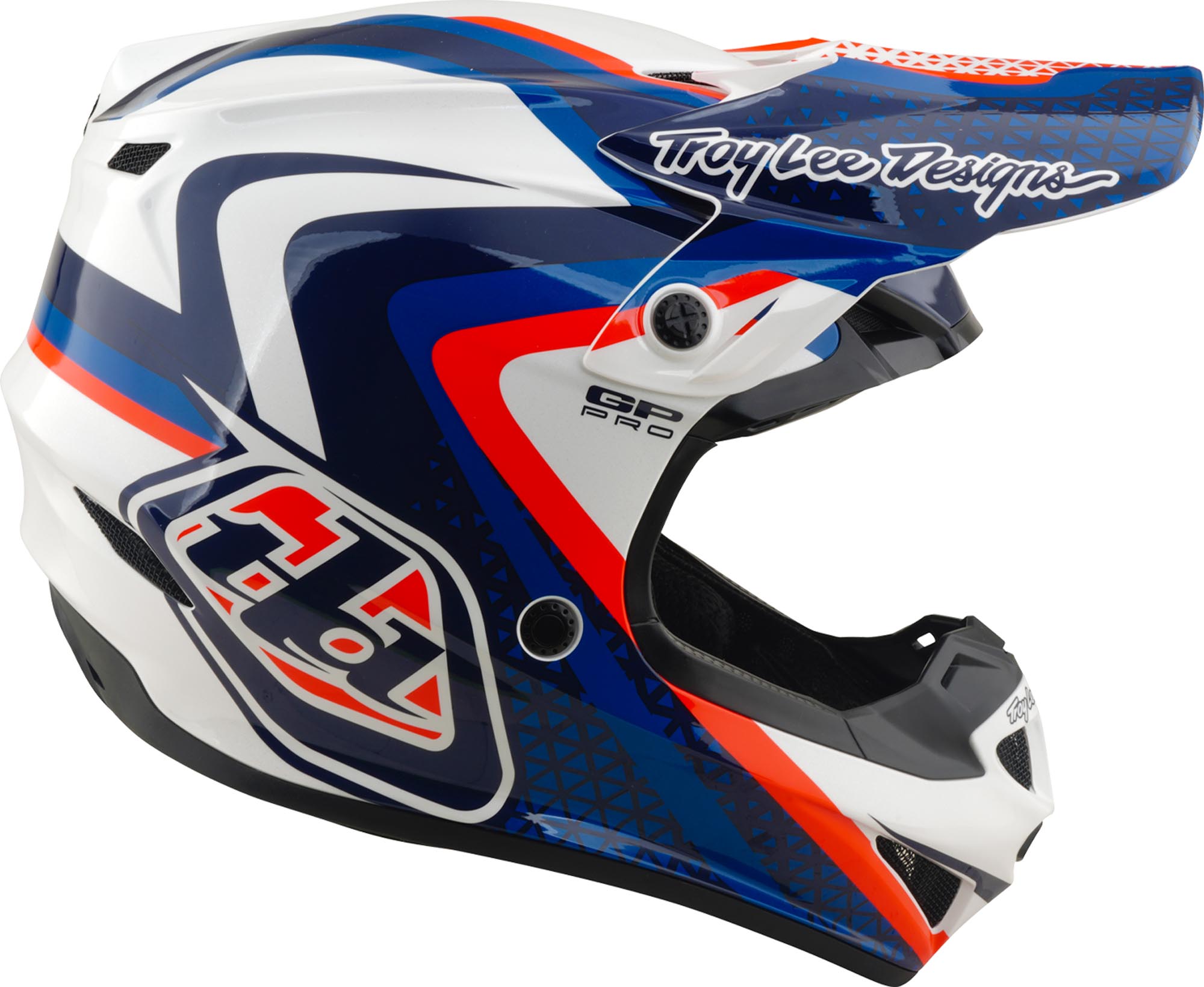 Troy Lee Designs GP Pro MIPS Slides Motocross čelada belo/modro M (57/58) Slika 3