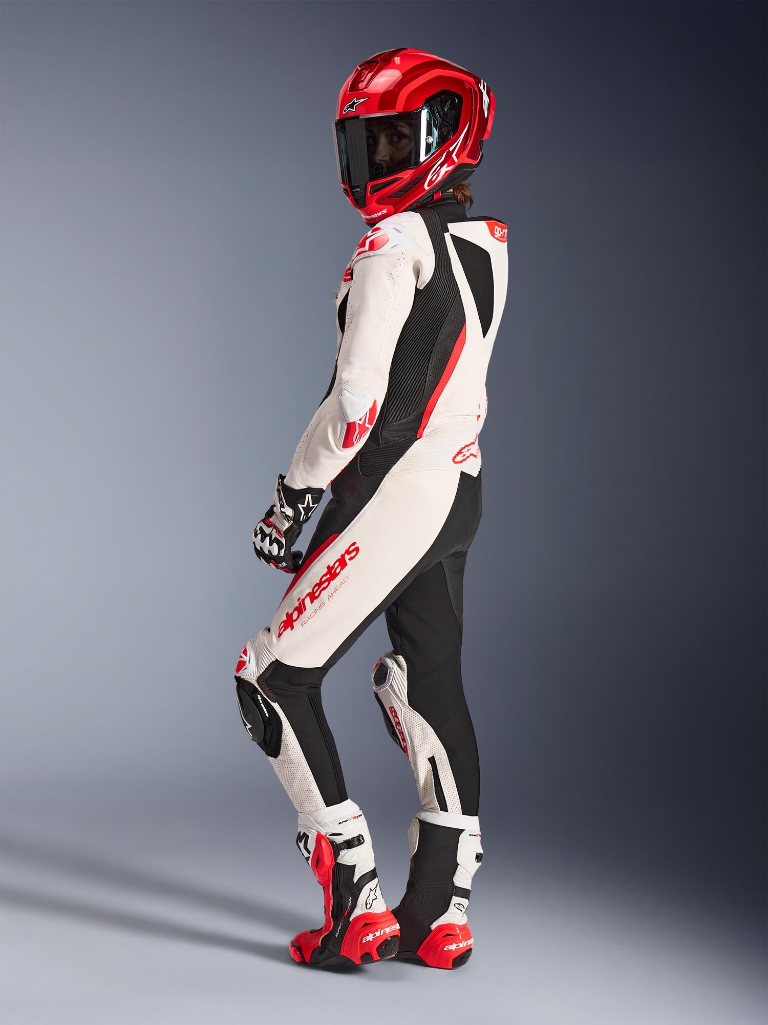 Alpinestars Stella GP-R7 Dames 1-delig motorfiets leren pak wit/zwart/rood 38 Figuur 10