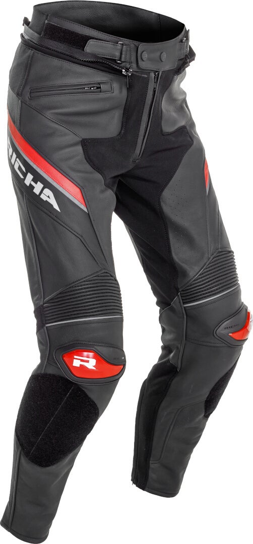 Richa Viper 2 Street perforerede motorcykel læderbukser sort/rød 60 Figur 1
