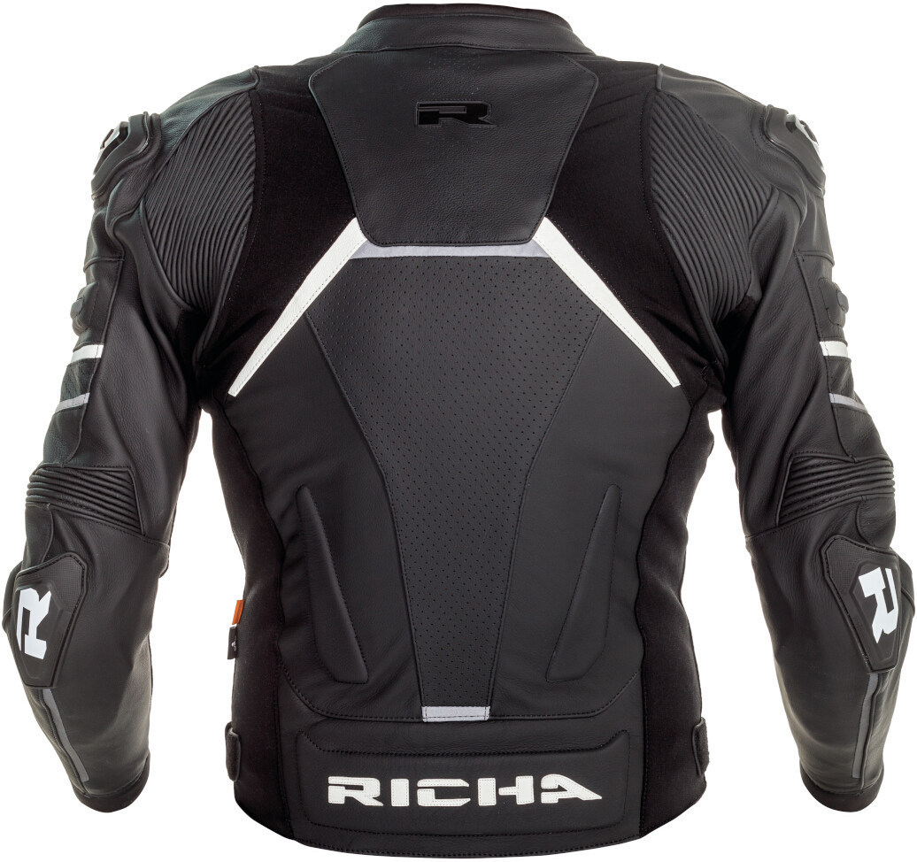 Richa Mugello 2 perforated Motorcycle Leather Jacket black/white Long 60 Figure 2