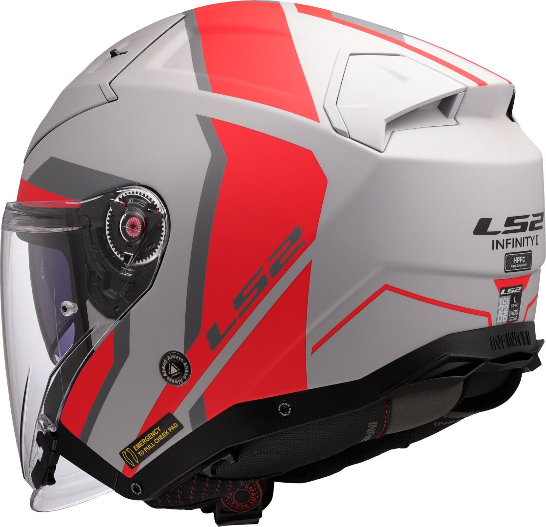 LS2 OF603 Infinity II Focus Jethelm grau matt/rot S (55/56) Abbildung 3
