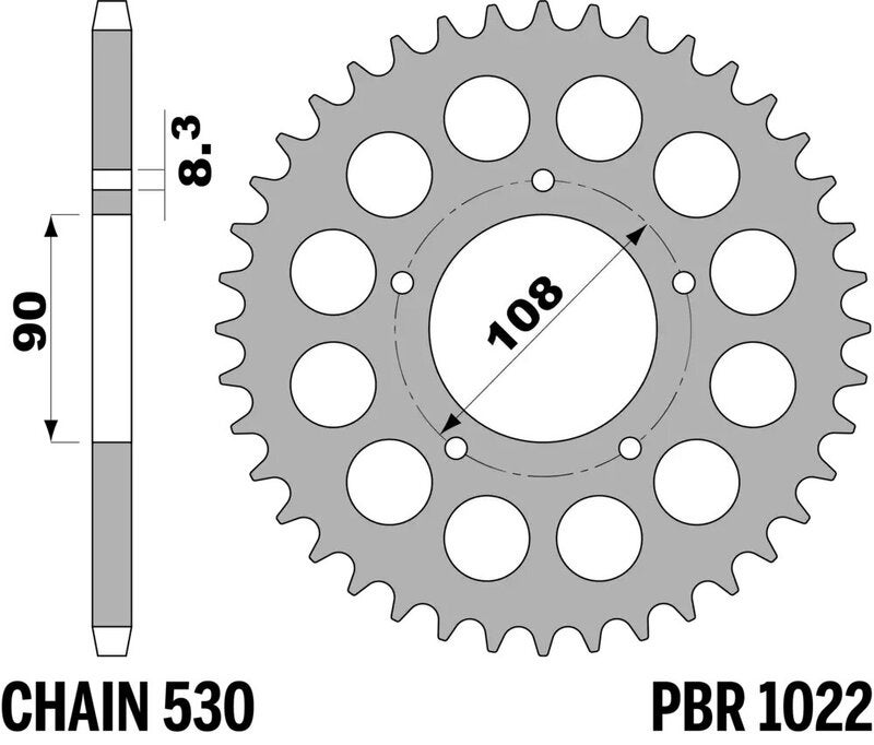 PBR Standard za jekleno zadnje zobnike - 530 Slika 1