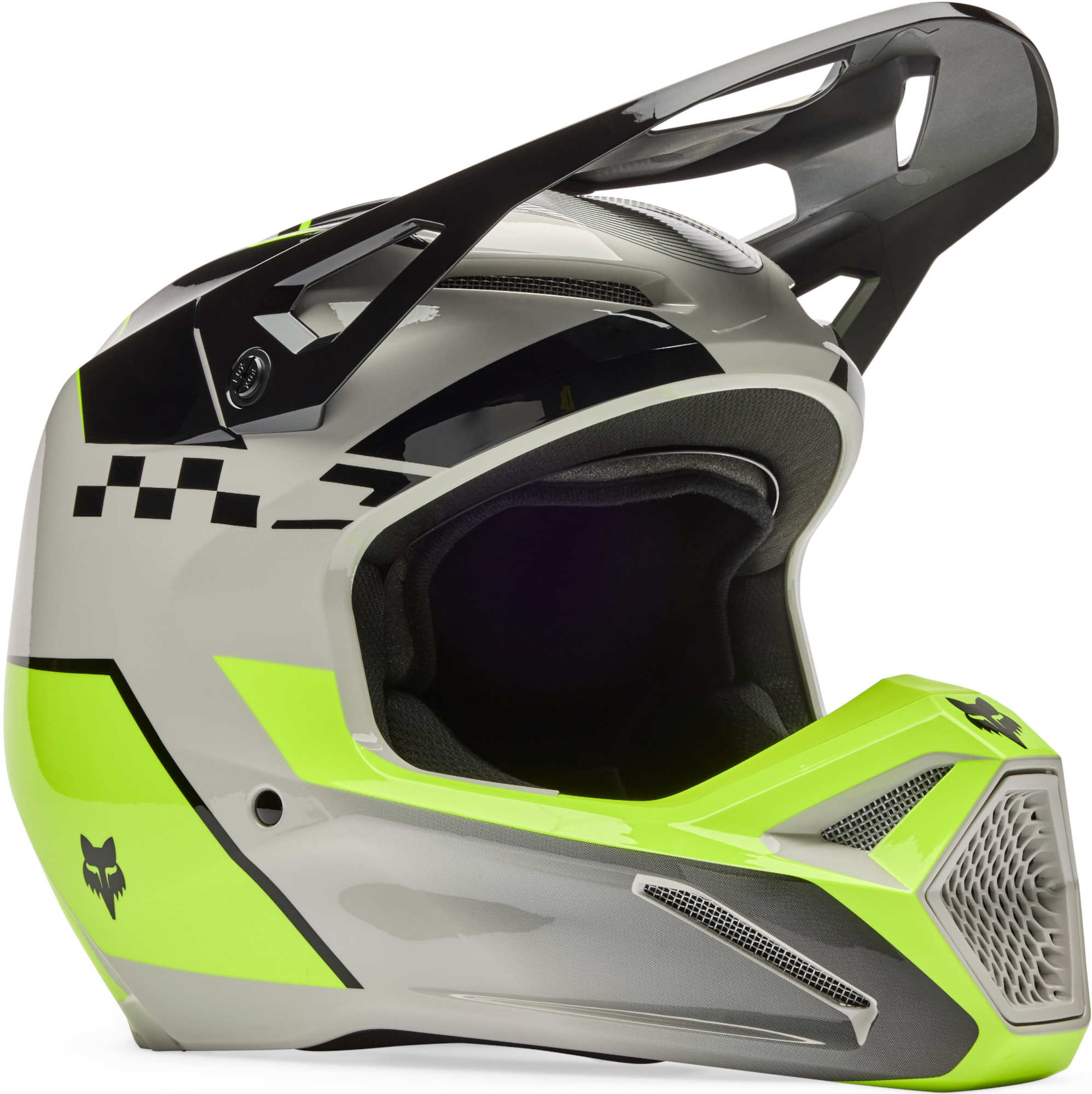 FOX V1 Collect Cască de motocross pentru tineret negru/gri/galben Y/M (51/52) Figura 1