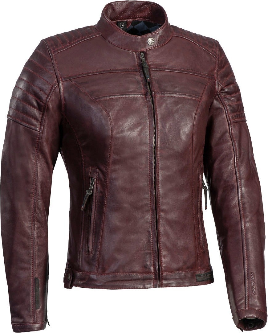 Ixon Spark Veste de moto en cuir de dames Rouge foncé XL Figure 1