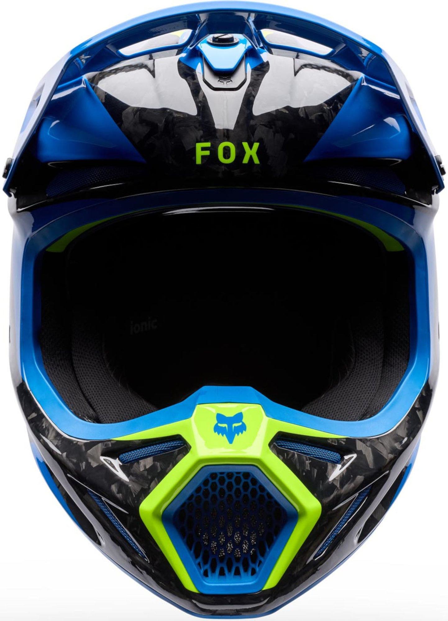 FOX V3 RS Tactile Carbon Casco da motocross blu/giallo/nero M Figura 3