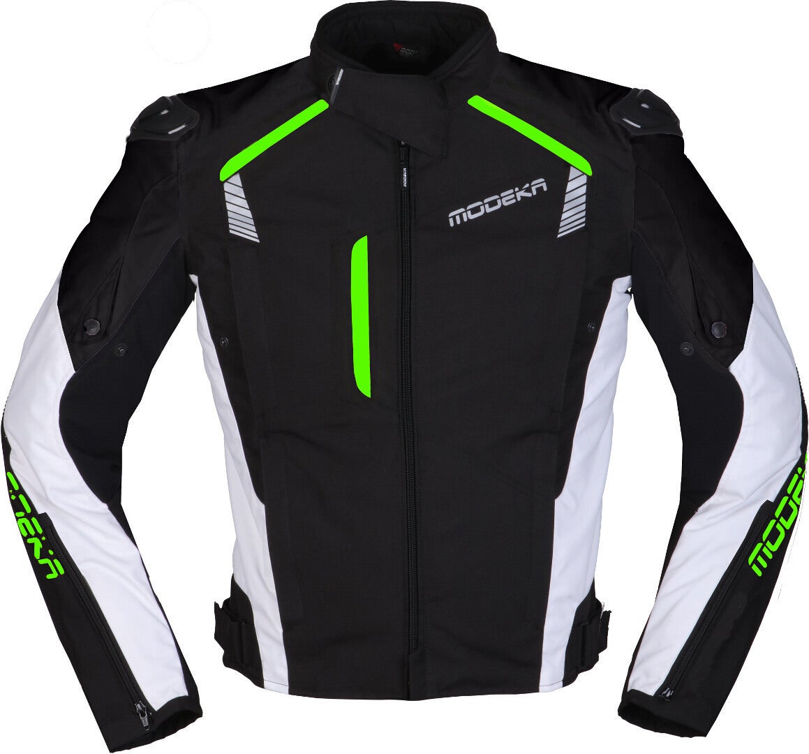 Modeka Lineos Motorcycle Textile Jacket black/white/green XXL Figure 1