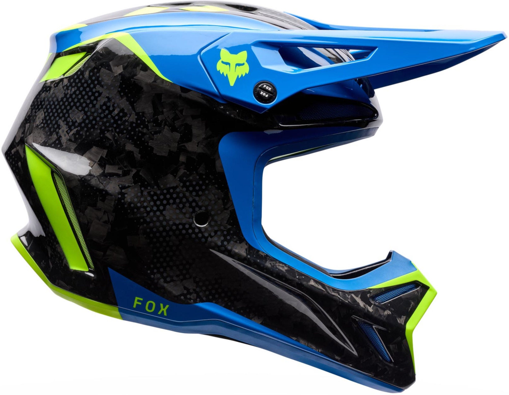 FOX V3 RS Tactile Carbon Casque de motocross bleu/jaune/noir XL Figure 2