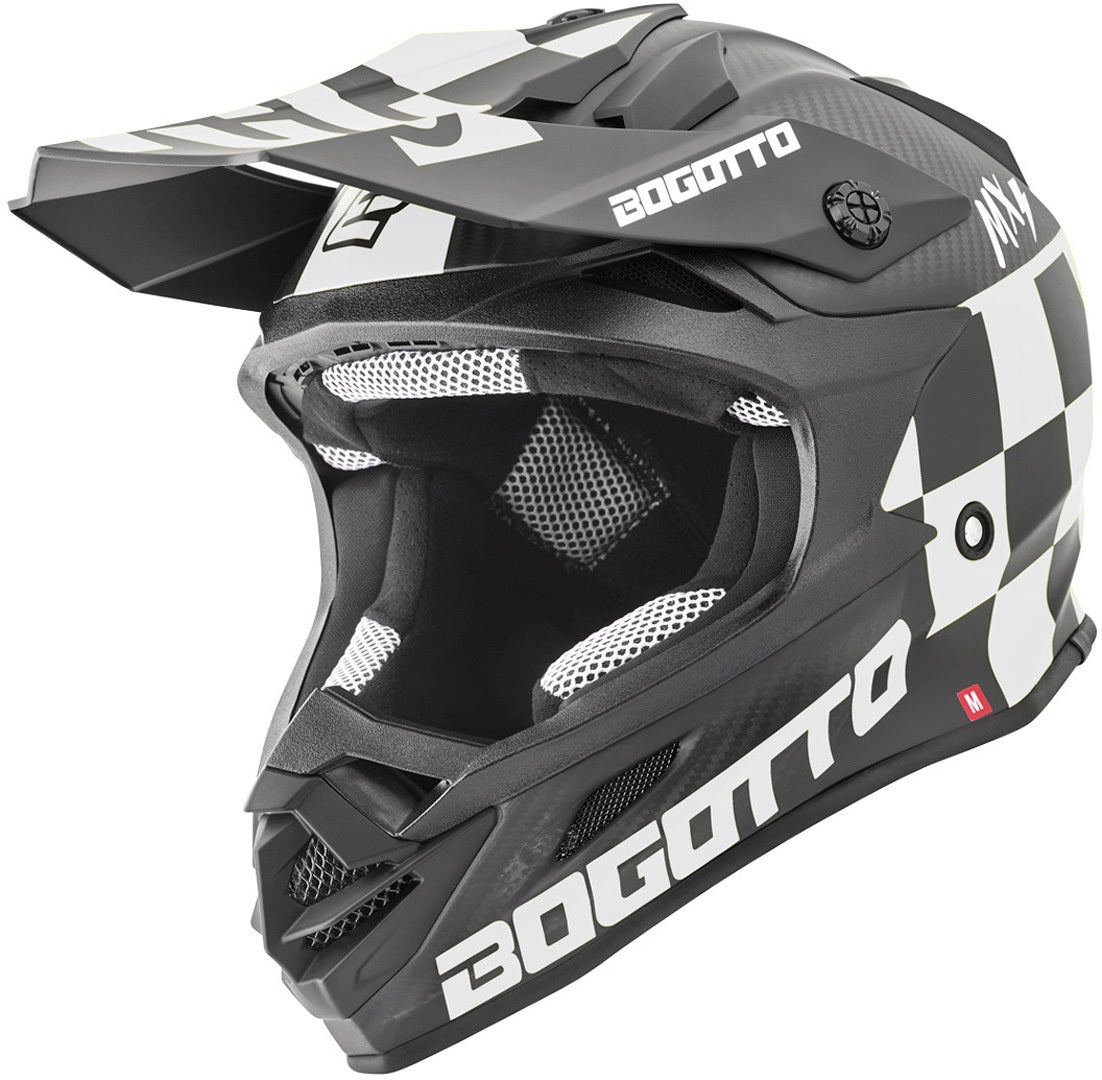 Bogotto V328 Xadrez Carbon Casco da motocross Bianco/nero M Figura 1