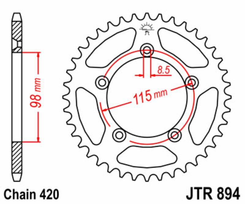 JT-DRIVHJUL Standard stålkrona 894 - 420 Figur 1