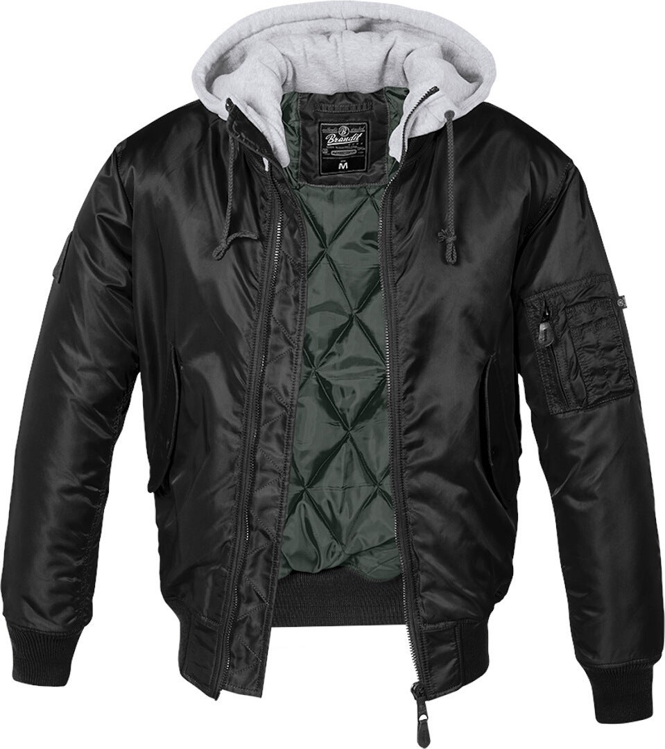 Brandit Men's Black/Grey Ma1 Sweat Hooded Jacket