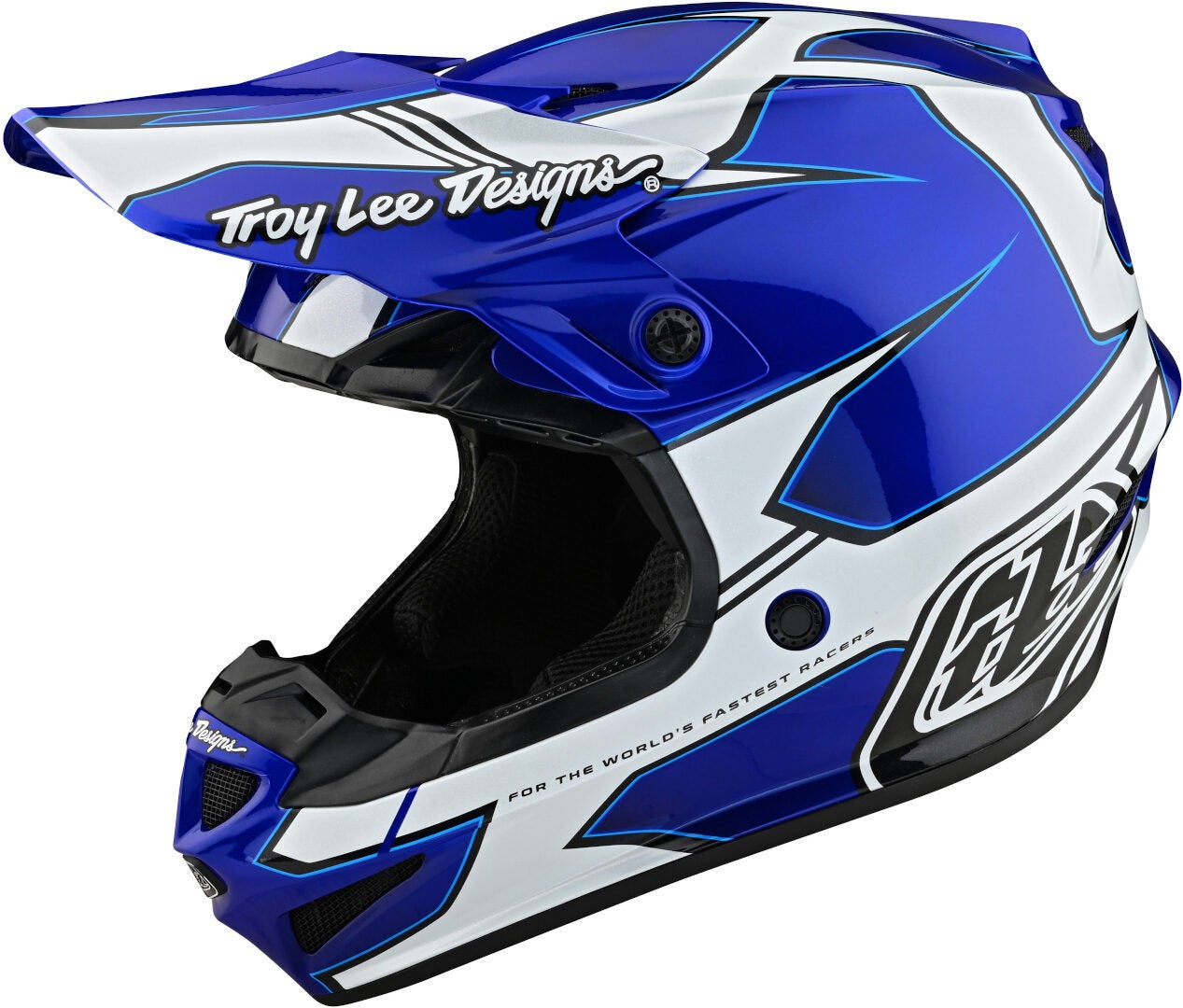 Troy Lee Designs SE4 Polyacrylite Matrix MIPS Casco da motocross blu/argento S (55/56) Figura 1