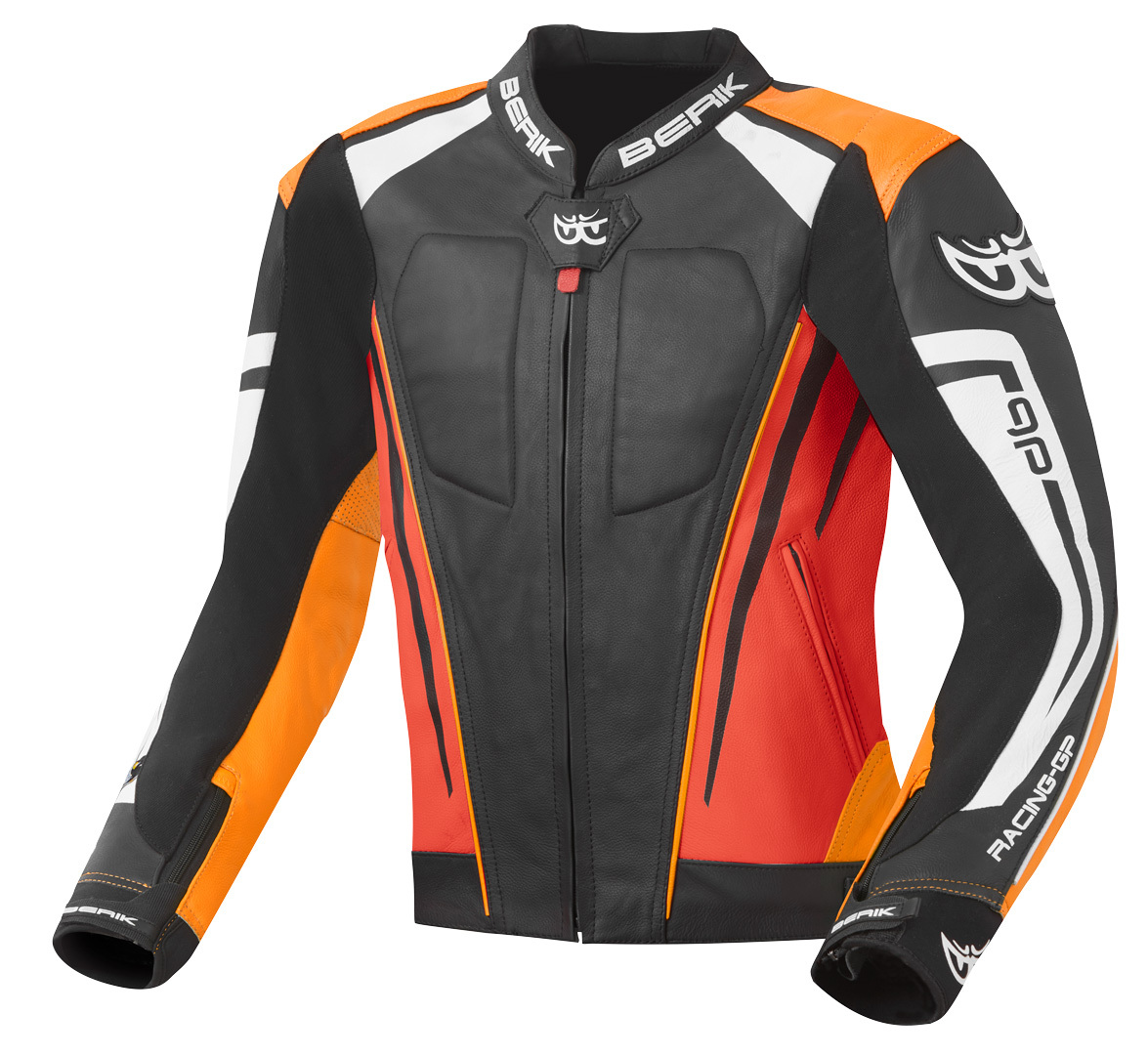 Berik Striper Evo Motorcycle Leather Jacket black/orange 58 Figure 1