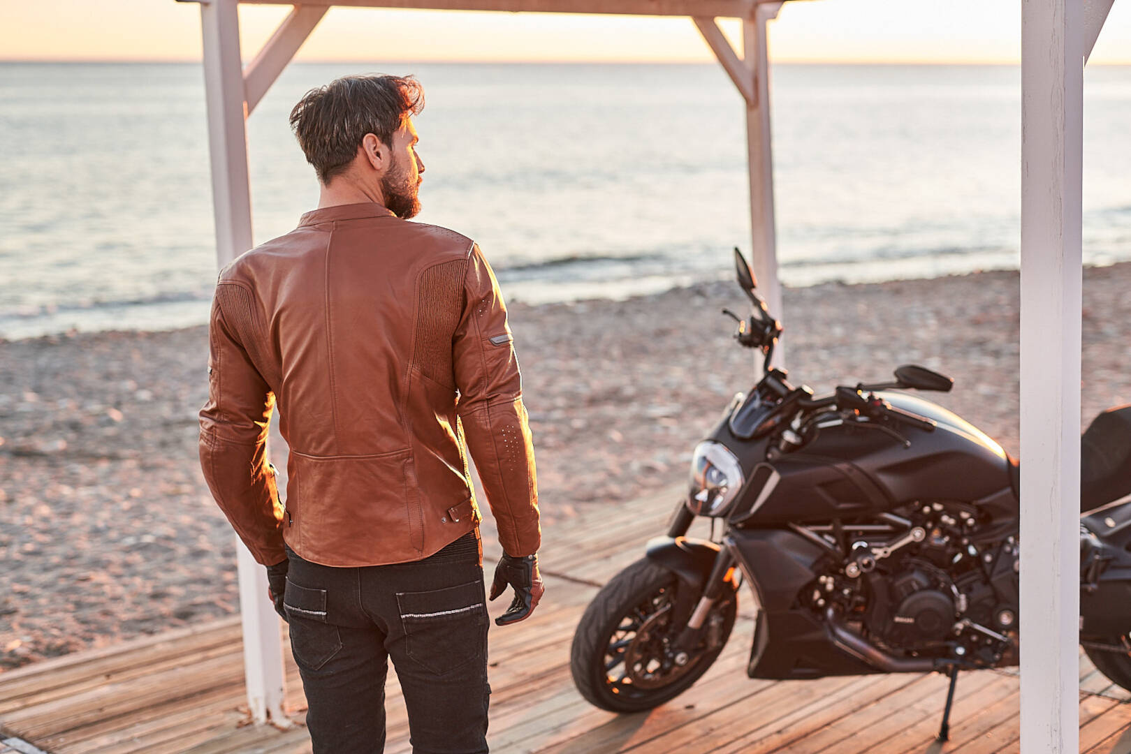 SHIMA Hunter+ 2.0 Motorrad Lederjacke hellbraun M Abbildung 7