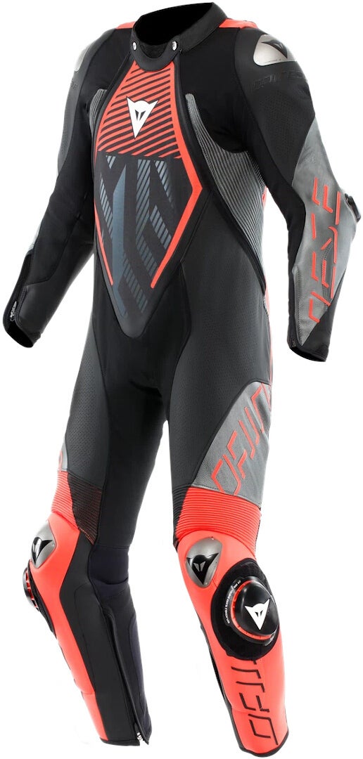 Dainese Audax D-Zip perforated 1-Piece Motorcycle Leather Suit black/anthracite/red 58 Figure 1
