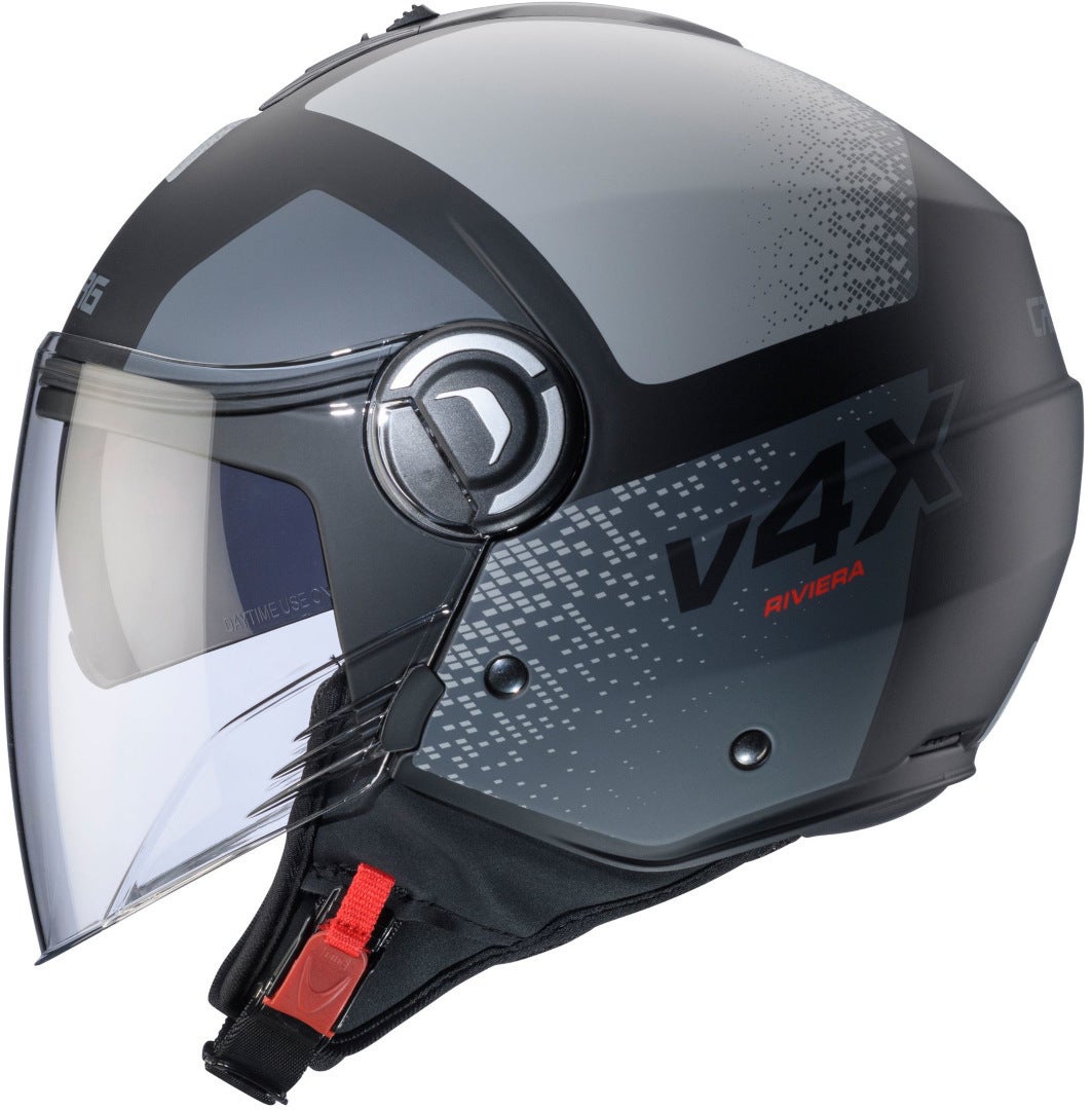 Side view of Caberg Riviera V4 X Alpha Jet Helmet