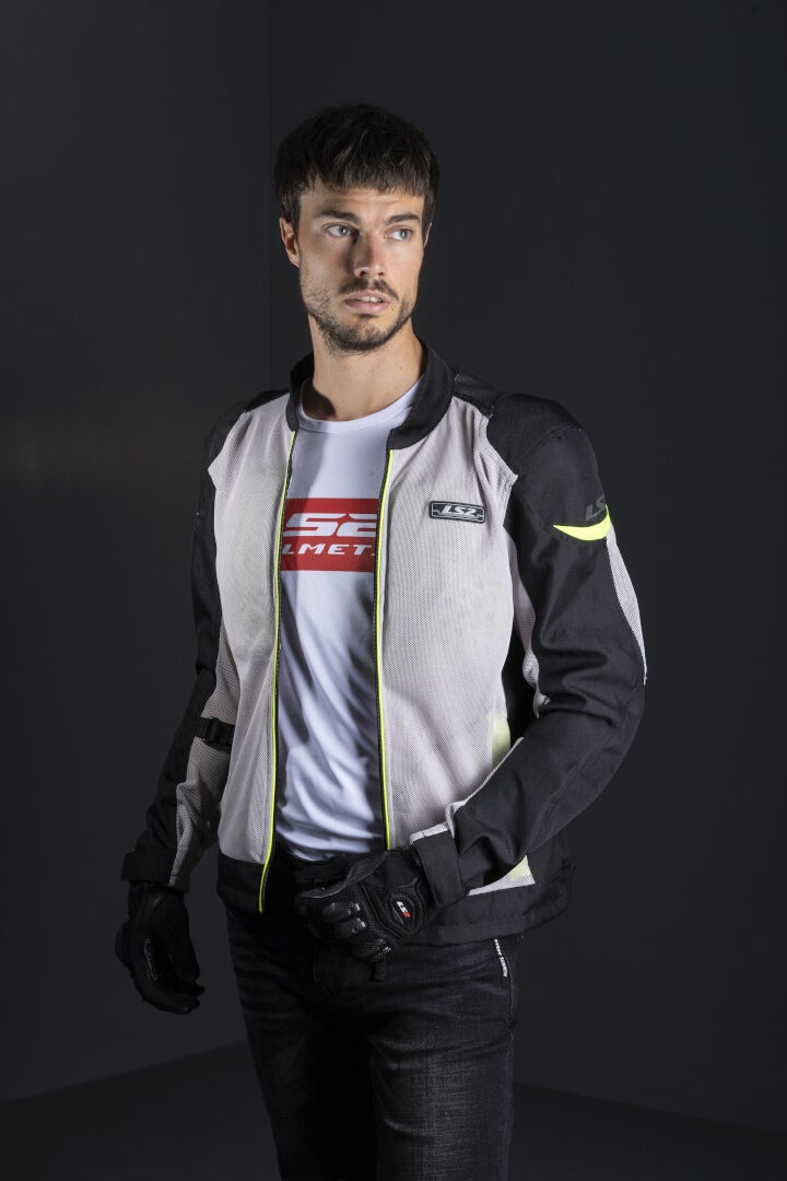 LS2 Airy Motorrad Textiljacke hellgrau/schwarz/neon-gelb XXL Abbildung 3