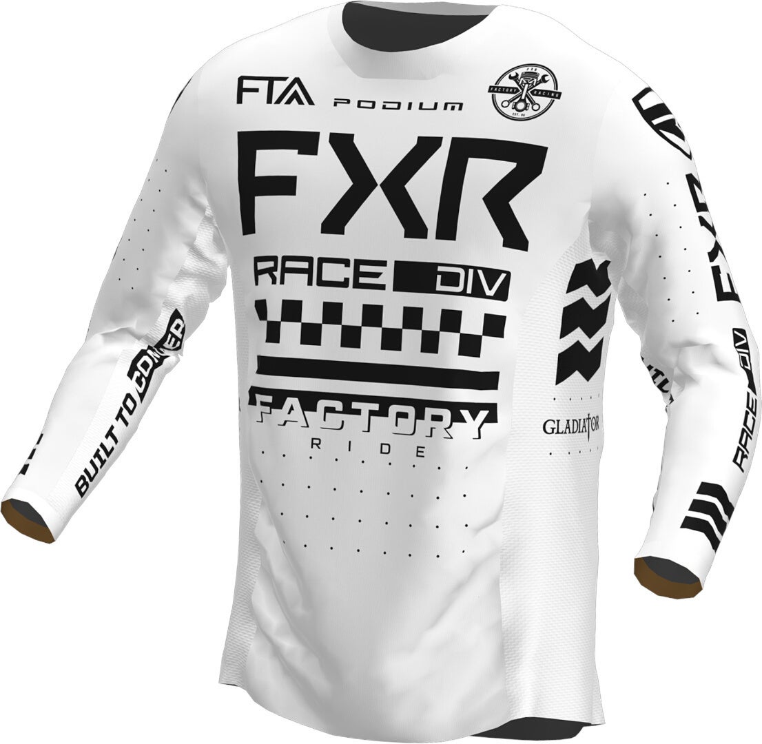 FXR Podium Gladiator 2023 Mládežnický motokrosový dres bílá/černá XL Obrázek 1