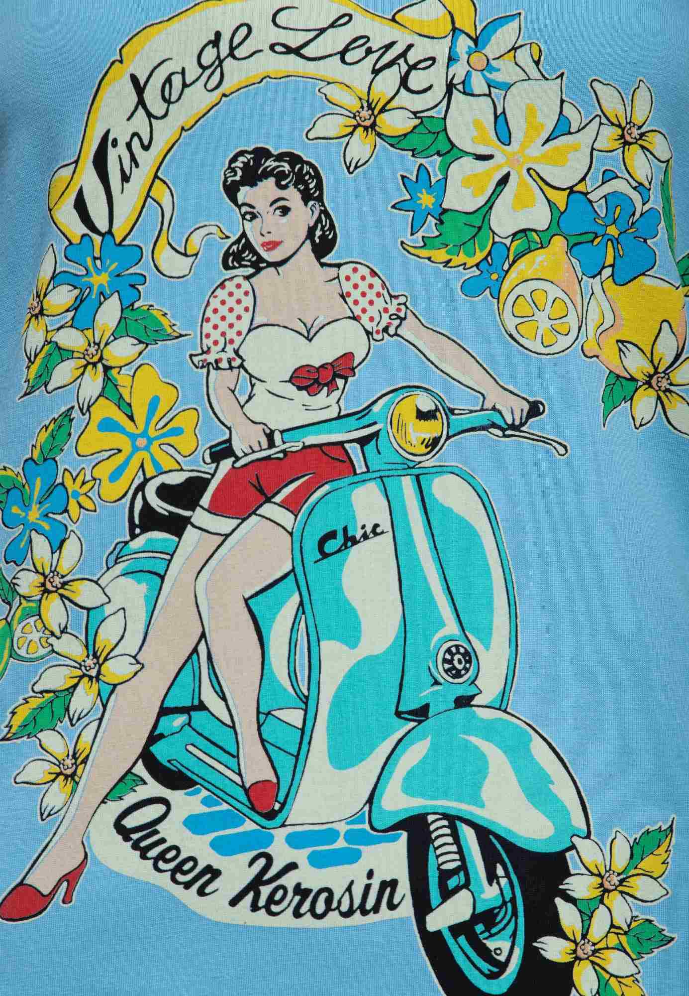 Queen Kerosin Vintage Love Dámské tričko modrá M Obrázek 4