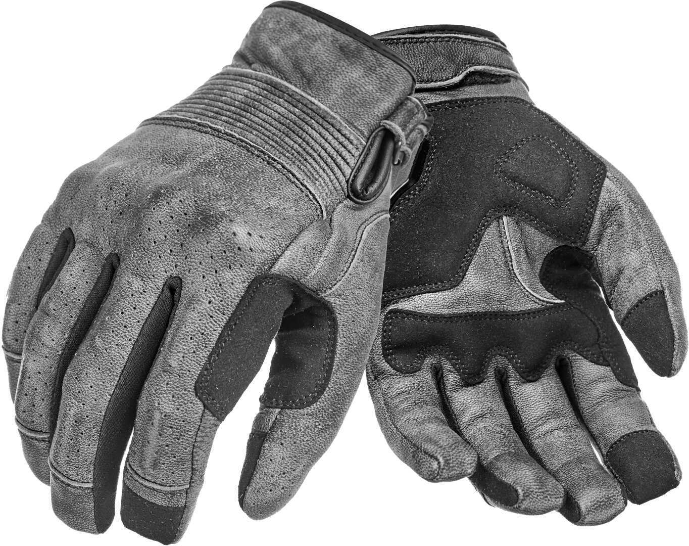 Pando Moto Onyx Black perforerede motorcykelhandsker grå L Figur 1