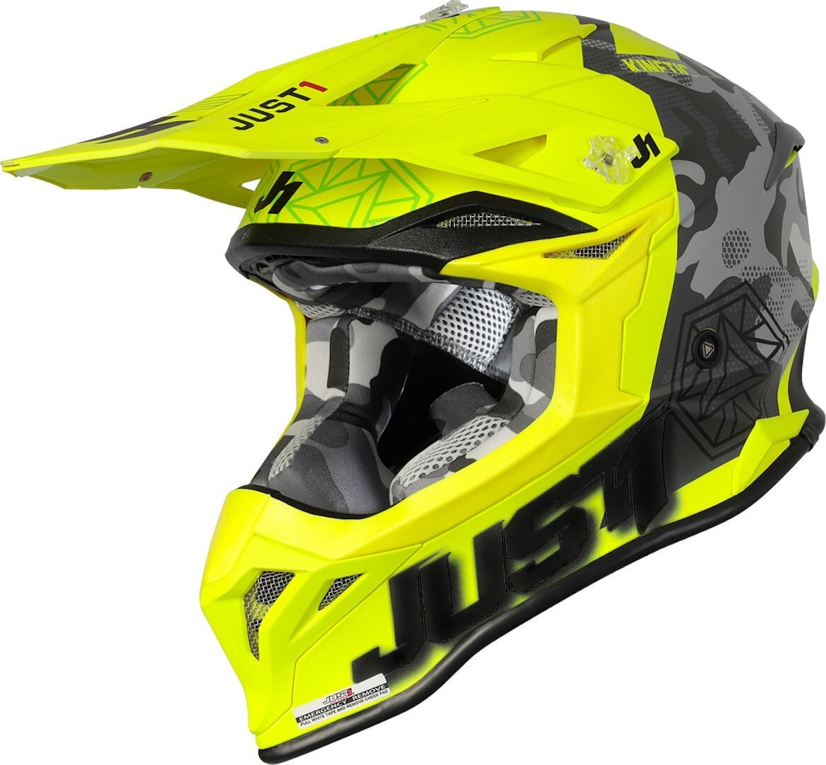 Just1 J39 Kinetic Cască de motocross galben/negru XS (53/54) Figura 1