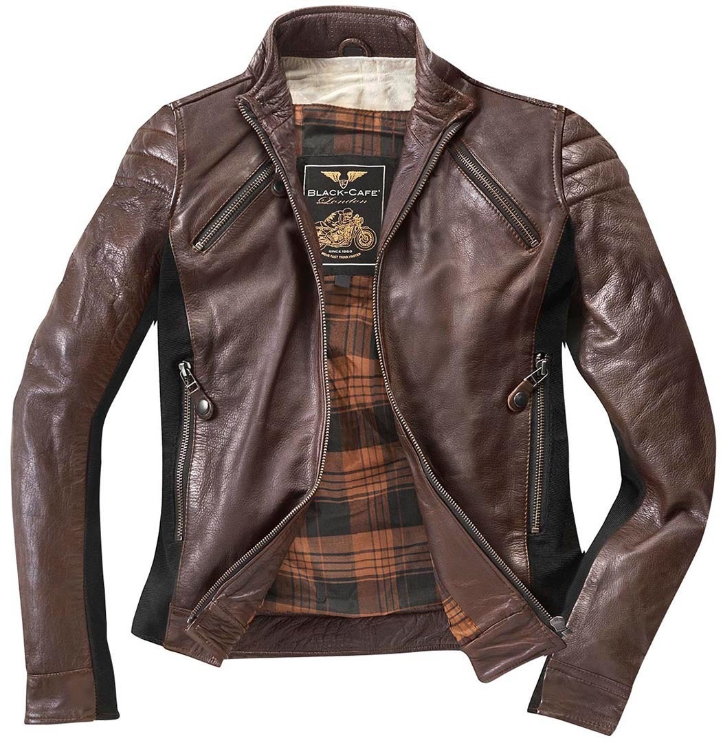 Black-Cafe London Semnan Dames motorfiets lederen jas bruin M Figuur 2
