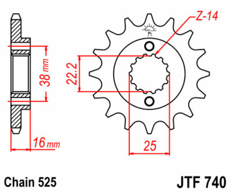 JT-TANDHJUL Standard stålhjul 740 - 525 Figur 3