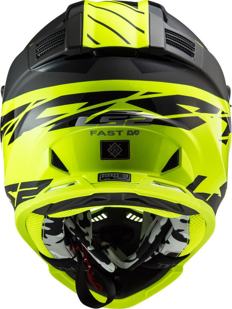LS2 MX437 Fast Evo Roar Motocross hjelm sort mat/gul M (57/58) Figur 3