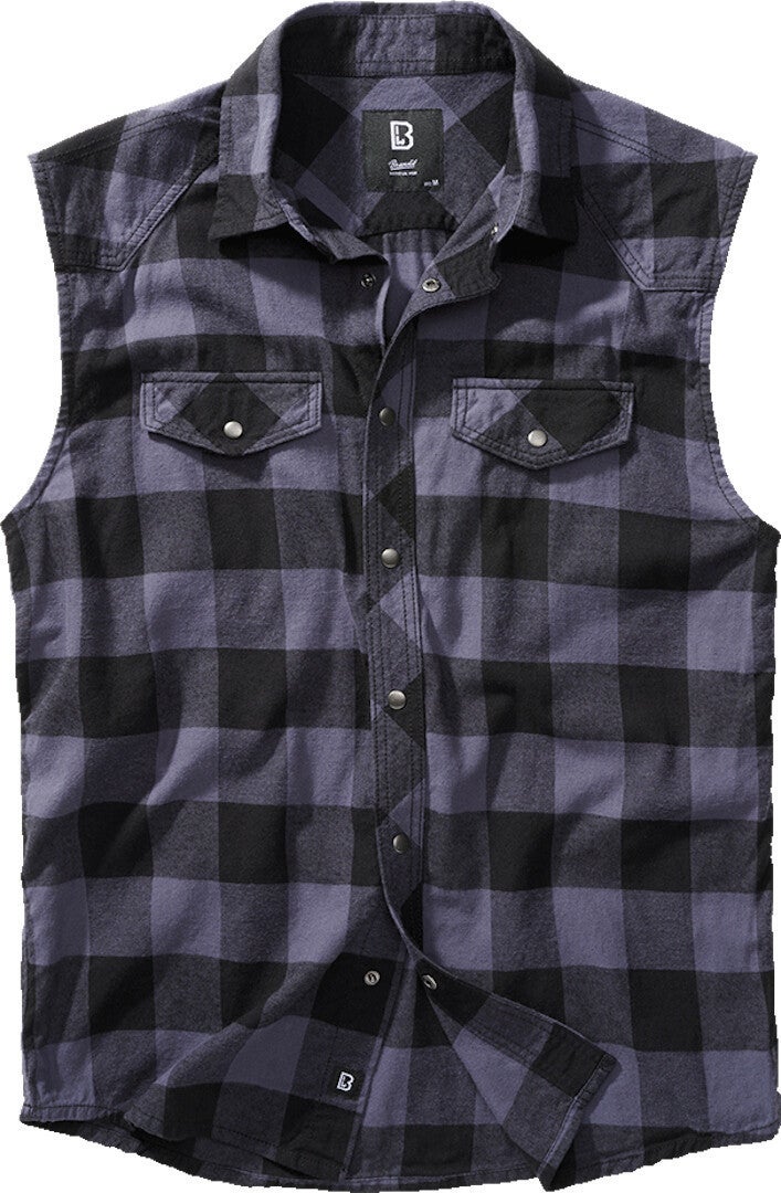Brandit Checkshirt ærmeløs skjorte sort/grå XL Figur 1