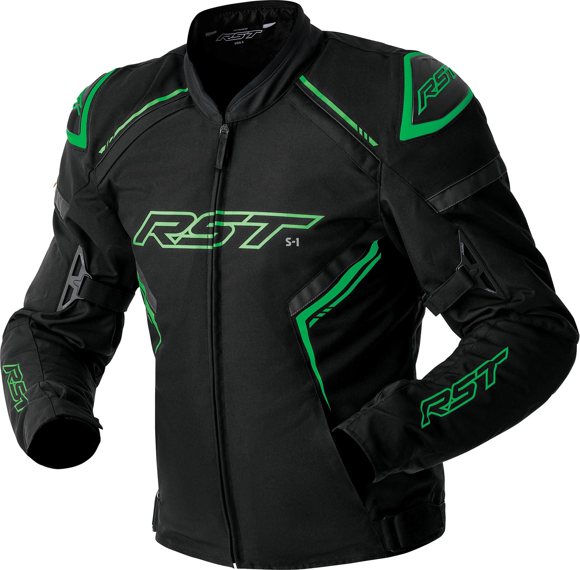 RST S1 D3O waterproof Motorcycle Textile Jacket black/neon-green 54 Figure 1