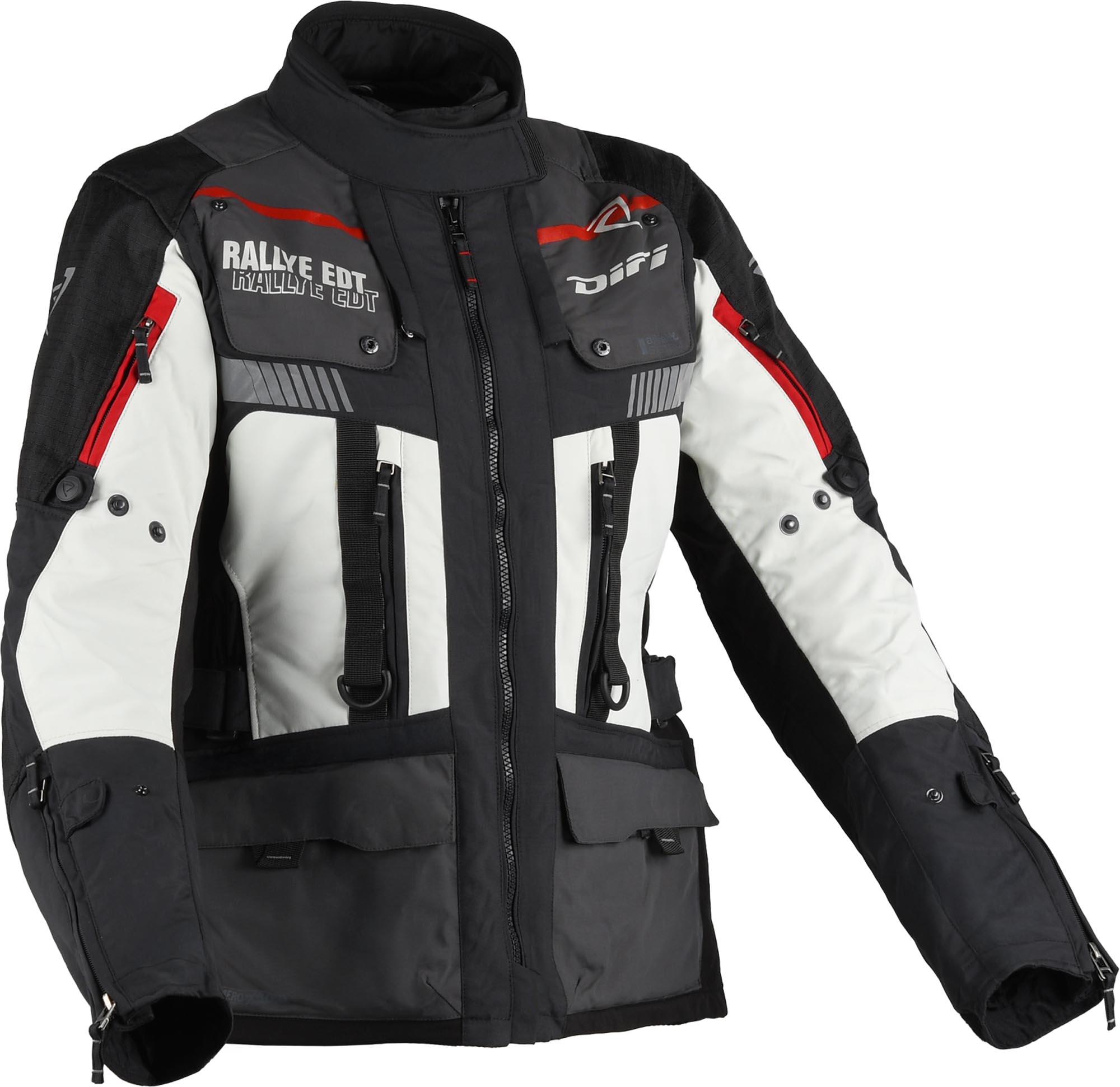 DIFI Sierra Nevada 4 Aerotex waterproof Ladies Motorcycle Textile Jacket grey/black/red M Figure 1